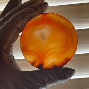 Elegant Agate Art Piece - Carnelian Hand carved coaster/display piece
